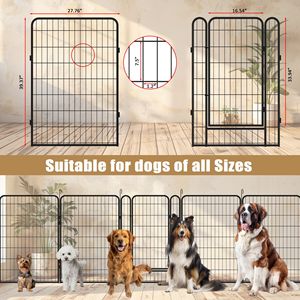 Recinto per cani in metallo a 16 pannelli resistente con porta, 100 cm di altezza, box solido per animali domestici per esterni, soggiorno, viaggi, cancelli per animali domestici - Product Image 2