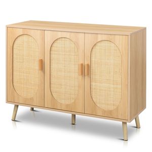 Mobile Portascarpe in Rattan dal Design Moderno e Semplice, 3 Ante con Ripiani Regolabili in MDF per Soggiorno, Camera da Letto, Corridoio - Product Image 5