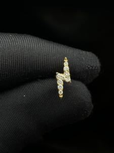 Timeless Lightning Bolt Diamond <b>Earring</b> In 14K Gold For Conch Helix And <b>Tragus</b> <b>Piercing</b> - Product Image 4