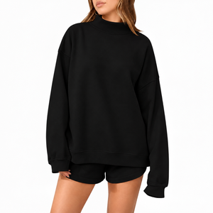 Sweat-shirt tendance 2026 pour femme, coupe oversize, col montant, en polaire premium, pull à col haut, fabricant de sweats personnalisés pour le streetwear - Product Image 5