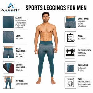 Leggings de compression athlétiques pour hommes, séchage rapide, pour la gym, la course et l'entraînement, pantalons de base, fabricant OEM ODM, vente en gros - Product Image 6