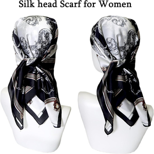 Écharpe carrée en soie 100 % imprimée numériquement à carreaux/unie avec logo personnalisé pour femme, en satin doux de haute qualité, idéale pour le hijab décontracté et les activités de plein air – Grande Vente - Product Image 4