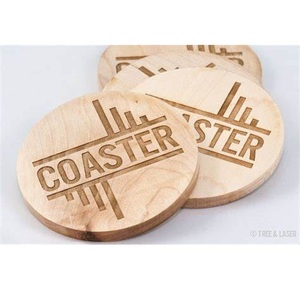 Posavasos Redondos de Madera Natural Ecológica, Posavasos de Madera Grabados con Láser, Posavasos Personalizados con Logotipo para Mesa, Cafetería, Hotel, Bar - Product Image 1