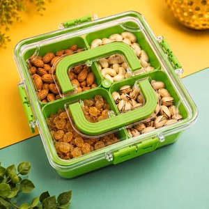 Square Green Plastic Multifunction Food <b>Storage</b> Container with Detachable Compartments for Kitchen Use - Product Image 4