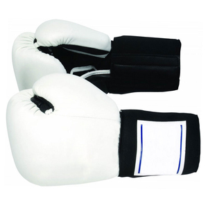 Gants de boxe en PU blanc avec fermeture Velcro pour l'entraînement et le sparring des adultes - Product Image 3
