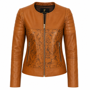 Chaqueta de Motociclista de Cuero de Oveja Teñido Color Arena Furat Leathers, Acolchada Negra, Ecológica, de Secado Rápido, con Bordado 3D, Transpirable y Desmontable - Product Image 1