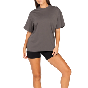 Camiseta de Cuello Redondo Extra Grande para Mujer, Color Sólido, Corte Holgado, Manga Corta, Algodón Jersey, Transpirable, Estilo Primavera Verano - Product Image 3