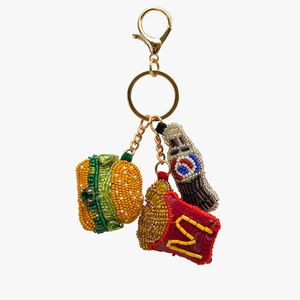 Beaded Fast Food Keychain Set Burger Fries Drink <b>Bag</b> Charm - Product Image 1