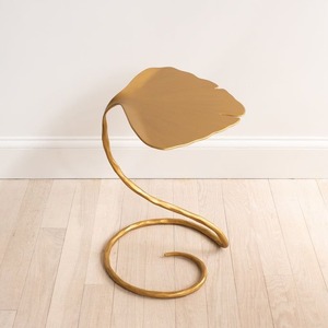 Sculptural Ginkgo Leaf Metal Drink Pedestal Iron <b>C</b>-<b>Table</b> Stand Eco Friendly Living Room Side <b>Table</b> - Product Image 1