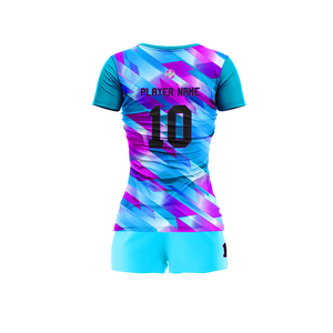 Maillots et shorts de volley-ball unisexes personnalisés par sublimation, design bleu vif, taille plus, kit uni - Product Image 3