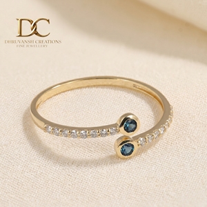 Dernière création de bague en or jaune massif 14 carats avec diamant de laboratoire et topaze bleue de Londres pour femme, bijoux certifiés IGI, cadeau - Product Image 6