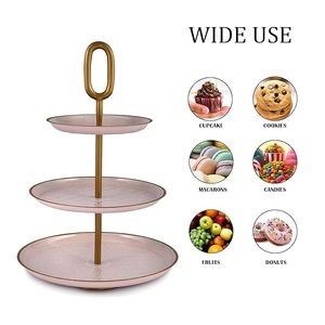 Supports à gâteaux à 3 étages, assiettes à dessert, présentoirs pour mini-gâteaux, fruits et bonbons pour les fêtes, support à gâteaux en métal pour la maison et la cuisine - Product Image 3