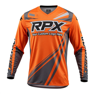 Camiseta de Motocross Personalizada con Logotipo, Manga Larga, Secado Rápido, Estampado Naranja y Negro, Camiseta de Carreras para Hombre Adulto, Todas las Temporadas - Product Image 4