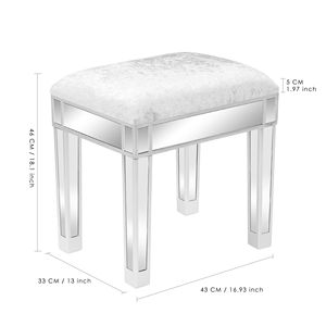 Sgabello da Trucco Illuminato con Contenitore, Struttura in Legno, Grigio Argento - Product Image 6