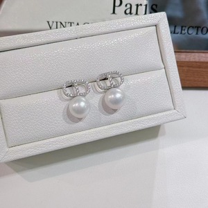 S925 Sterling <b>Silver</b> Classic Three Diamond <b>Earrings</b> with 10-11mm Freshwater Edison <b>Pearls</b> for Women - Product Image 1