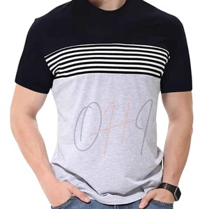 T-shirt décontracté pour homme à manches courtes, surdimensionné, avec panneaux tie-dye, col rond, 100% coton, été - Product Image 1