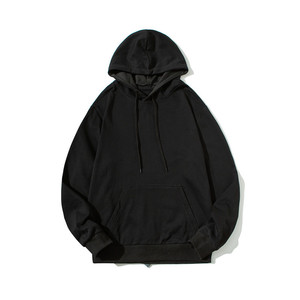 Men's Oversized Hooded Sweatshirt Solid Color Cotton French Terry Casual Pullover Hoodie <b>Black</b> Gray Autumn Wear 2027 - Product Image 2