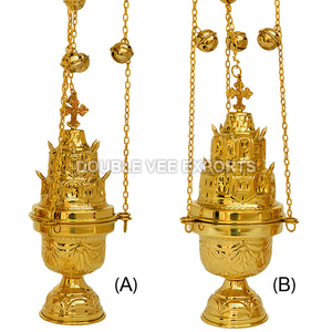 High Polish Brass Church Censer with Bells | Orthodox Incense Burner - DOUBLE VEE EXPORTS - Product Image 2