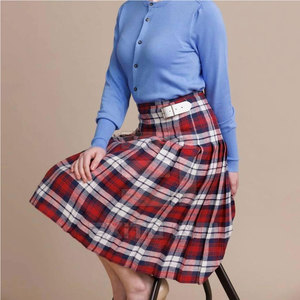 Women Casual Solid Knitted Breathable Kilt <b>Skirt</b> with <b>Elastic</b> Waist Pleated Mini <b>Skirt</b> 100% Polyester - Product Image 6