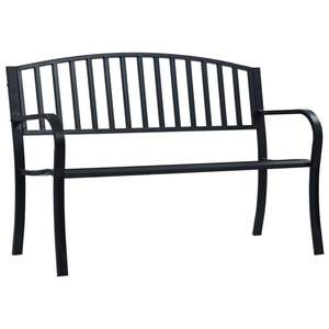 Banco de Jardín Resistente de Acero con Recubrimiento de Polvo Negro de 47.2 Pulgadas, Bancos para Patio, Categoría de Producto - Product Image 1