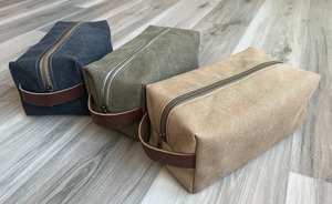 Waterproof Waxed Canvas Leather Dopp Kit Custom Logo Mens Travel Toiletry Bag Shaving Cosmetic Organizer <b>Case</b> LCTB-0072 - Product Image 3