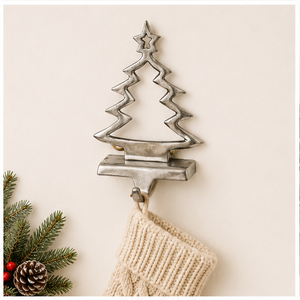 Modern Minimalist Silver Christmas Tree <b>Stocking</b> Hook For Mantel Durable Metal Holiday Decoration And Festive Gift Hanger - Product Image 2