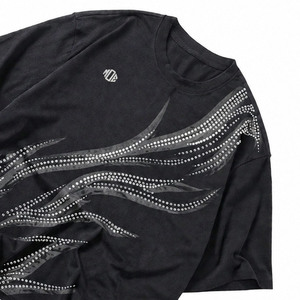 เสื้อยืดผู้ชายแบบสั่งทำพิเศษ ตกแต่งด้วยคริสตัล พิมพ์ลายโลโก้ด้วยเทคนิคสกรีน ผลิตจากผ้าฝ้ายถัก 100% แขนสั้น ทรงปกติ สวมใส่สบาย - Product Image 5