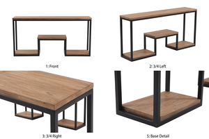 Premium Eco-Friendly Modern Solid Wood <b>Side</b> <b>Table</b> Heavy Duty Metal Frame Long <b>Table</b> Wholesale Factory Price Interior Design - Product Image 5