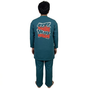 Nouvel ensemble de survêtement décontracté d'été pour homme en tissu éponge, 2 pièces, séchage rapide, polyester/coton, t-shirt et pantalon, collection OEM 2026 - Product Image 3