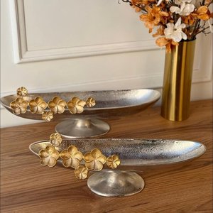 Colección de Cuencos Ecológicos de Lujo con Diseño de Hojas Doradas Pulimentadas, Cuenco Decorativo de Metal Hecho a Mano, Precio de Mayoreo para Fiestas - Product Image 4