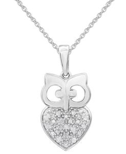 Collana pendente con gufo di diamanti 18 "(1/10 ct. T. w.) in argento Sterling | Macacy's - Product Image 1