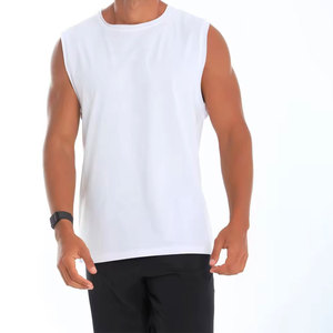 Débardeur sans manches blanc pour homme Econex Sports, col rond, tricoté, 100 % polyester, respirant, couleur unie, style sportif décontracté - Product Image 4