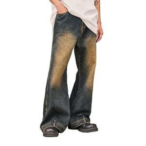 Premium Unisex Designer Baggy Skate <b>Jeans</b> New Release Dark Blue Wide Leg Pants Breathable OEM Serviced Hip Hop <b>Men</b> Outfit - Product Image 1