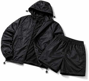 Men's Premium Nylon Windbreaker Jacket and Shorts <b>Set</b> Lightweight Outdoor Activewear Contemporary Fit Customizable Design - Product Image 1