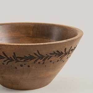 Tazón Decorativo Hecho a Mano de Madera de Mango de 20 cm, Tazón de Madera Natural para Ensaladas, Tazón para Frutas, Vajilla de Cocina, Tazón para Mesa de Comedor - Product Image 3
