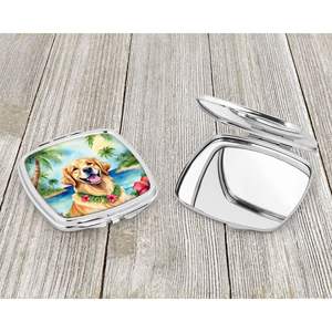 Golden Retriever Luau Miroir de maquillage de voyage compact Portable Pliant Handheld Design Cadeau pour femmes et filles - Product Image 3