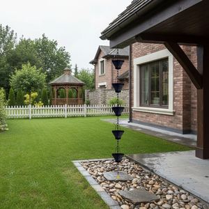 Cadena de Lluvia Metálica con Copas Texturizadas, Reemplazo Decorativo Negro para Tubería de Desagüe, Guía de Agua de Lluvia Colgante para Jardín y Patio - Product Image 6