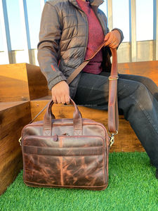 Nouvel arrivage de sacs à main en cuir véritable véritable Crunch sacoche pour ordinateur portable porte-fichiers sacs de bureau unisexe sacs à bandoulière décontractés - Product Image 3