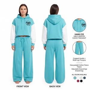 Ensemble de survêtement en molleton pour femme Hawk Eye, sweat à capuche court et pantalon large - Product Image 6