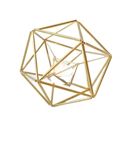 <b>Copper</b> Geometric Candle Holder Centerpiece Frosted Amber Black Clear Valentine Print Handmade Silk Metal Cylinder - Product Image 1