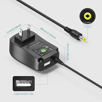 Adaptateur secteur universel 6-24V avec port USB 5V 1A, cordon d'alimentation CC 41W max pour ventilateur, haut-parleur, bande LED