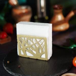 Servilletero de Metal Dorado Rectangular, Decoración Moderna para Mesa, Diseño Hecho a Mano Reutilizable para Uso Doméstico - Product Image 1