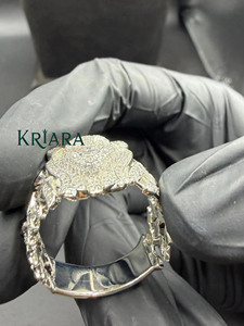 Anillo de cóctel de plata 925 para hombre con cabeza de león y moissanita de corte brillante redondo, joyería de lujo con patrón animal para fiestas - Product Image 5
