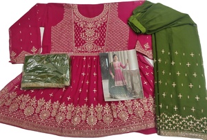 Lussuoso Set Semi-cucito Shalwar Kameez finto Georgette tessuto ricamato gonna Dupatta <span class=keywords><strong>etnico</strong></span> <span class=keywords><strong>moderno</strong></span> per il matrimonio Look regale - Product Image 2