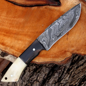 Cuchillo de Caza de Acero de Damasco con Espiga Completa y Mango de Madera para Camping, Senderismo, Pesca y Exploración al Aire Libre - Product Image 5