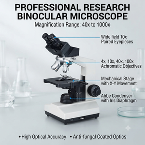 Microscopio Binocular de Precisión para Laboratorio – Sri Sai Scientific SSS-176 con Condensador Abbe y Plataforma Mecánica - Product Image 2