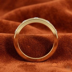 Moissanite <b>Ring</b> Round Cut Wave Channel Band Gold Plated 925 Sterling <b>Silver</b> <b>Statement</b> <b>Ring</b> Miami Chicago Fine Jewelry Design USA - Product Image 2