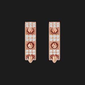 Pendientes de Plata de Ley 925 Chapados en Oro Rosa con Micro Pavé de Diamantes CZ, Estilo Hip Hop para Mujer - Product Image 3