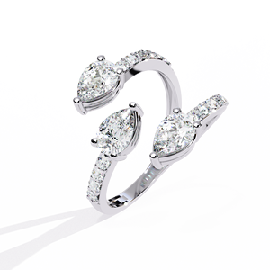 Bague de fiançailles solitaire tendance à double bande avec diamant de laboratoire 0,67 ct, clarté VVS/VS, certifiée IGI, or jaune/blanc/rose 9 carats - Product Image 2