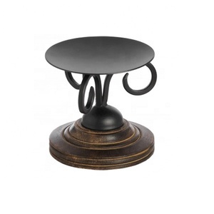 Portavelas de Madera y Metal Hecho a Mano de 5 Pulgadas para Decoración del Hogar - Product Image 1